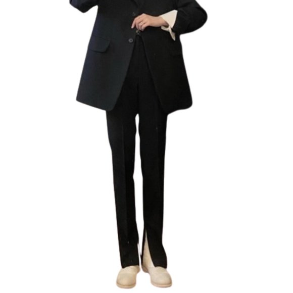 Jil Sander / Uniqlo +J - Women Dark Navy Wool Split Hem Trouser Slim Pant SZ 0 - Picture 17 of 17